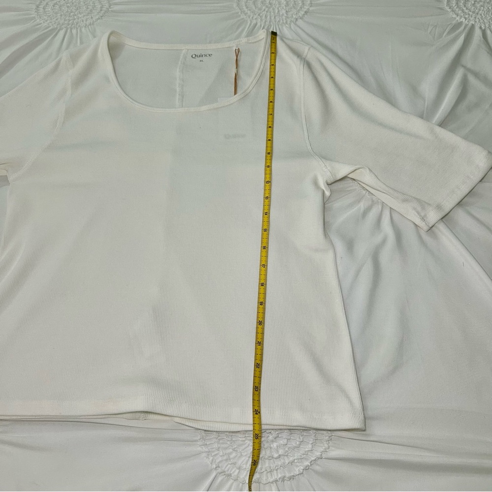 NWT Quince Organic Cotton Scoop Neck Short Sleeve White Top Spring 2025 Sz XL - Picture 8 of 14